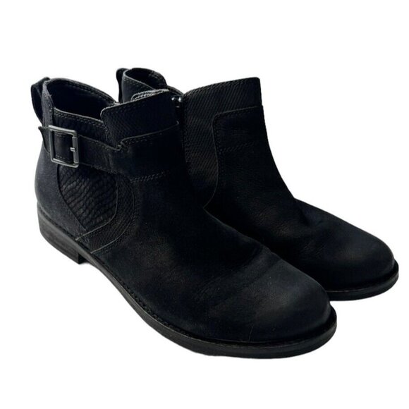 Abeo Yana Ankle Boots Women's 7.5 Black Nubuck Leather Comfort Side Zip Moto - Picture 6 of 10